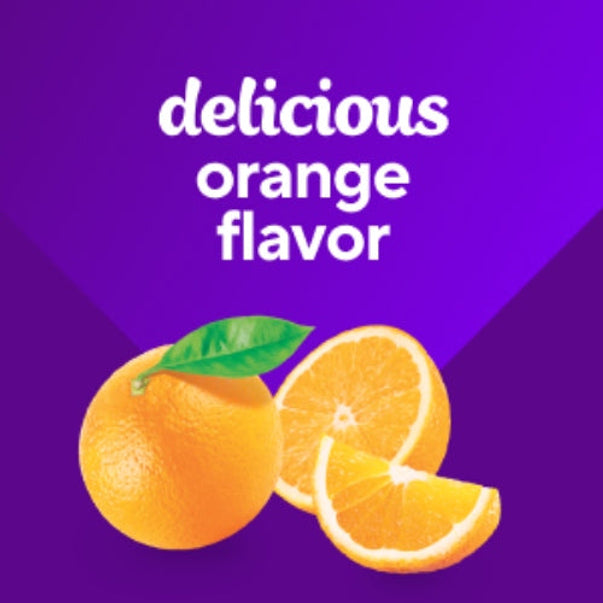 VF Sugar Free Power C 250 mg Gummy with 'delicious orange flavor' text and whole, half, and wedge oranges.